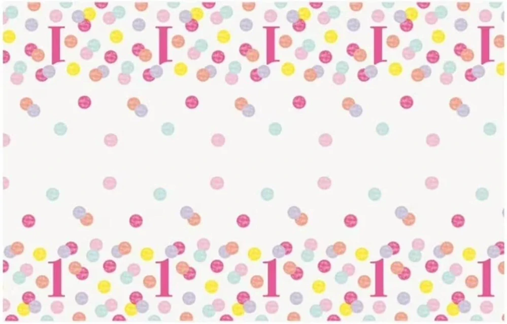 Plastový ubrus 1. narozeniny růžové puntíky