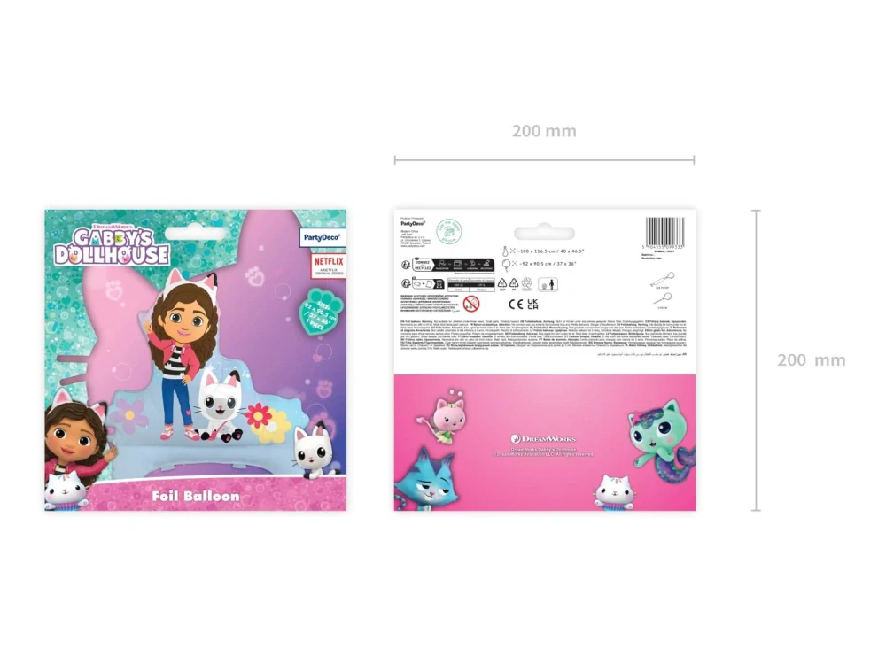 Stojící foliový balonek Gábinin kouzelný domek Gabby a Panda 92 cm