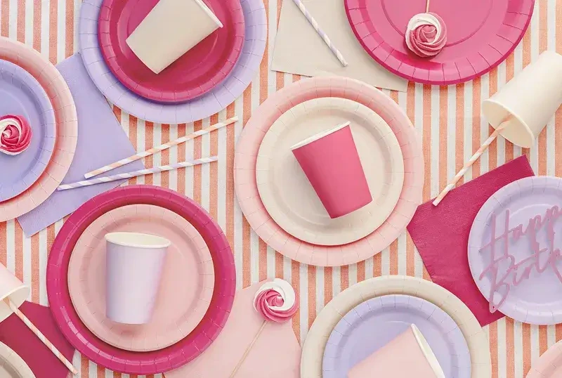 Papírové talíře tmavě růžové 23 cm – 6 ks