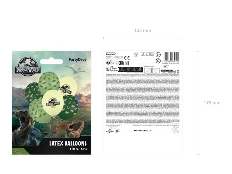 Latexové balonky Jurský svět 30 cm - 6 ks