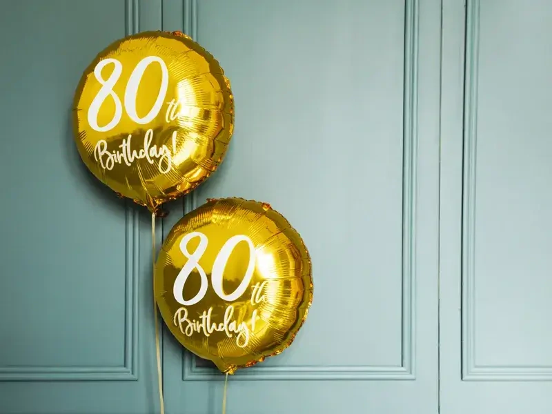 Foliový balonek zlatý - 80th Birthday - 45 cm