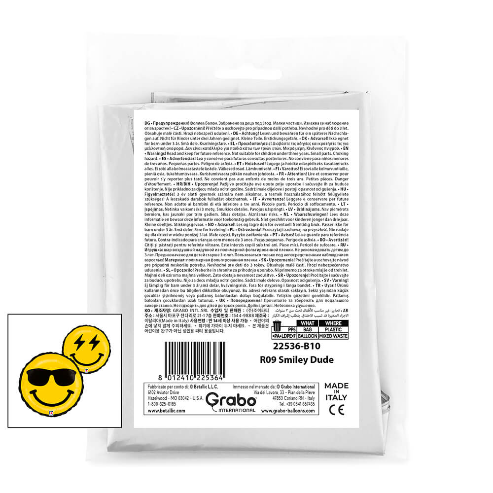 Fóliový balónek MINI Smajlík oboustranný 22 cm