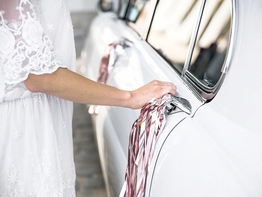 Svatební dekorační set na auto "Just married" rose gold