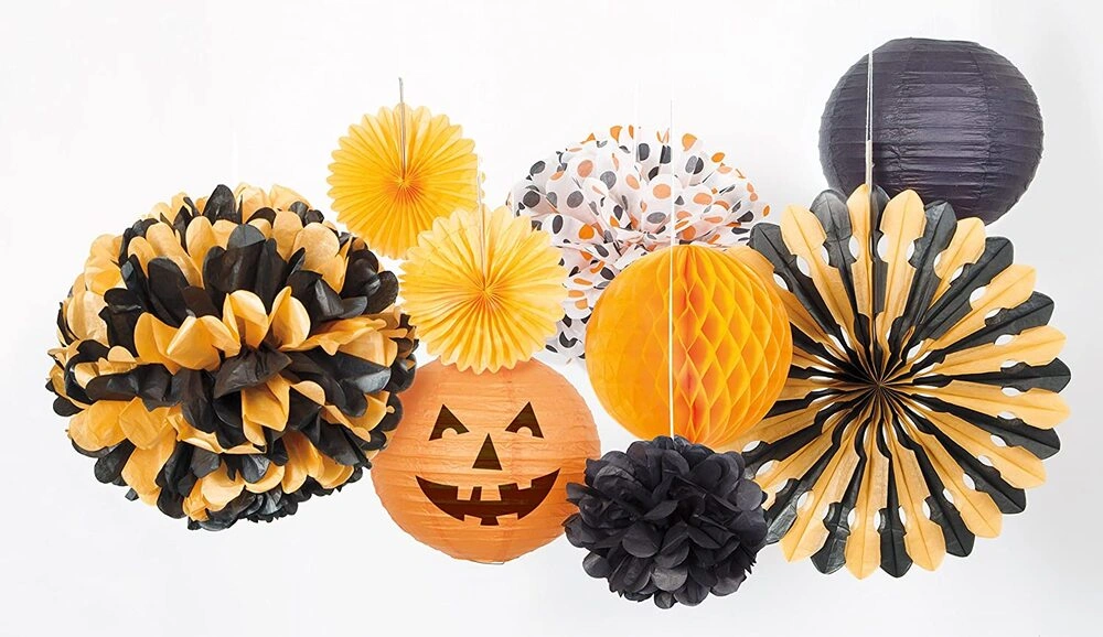 Dekorační závěsné pom pomy černé 3ks, 23cm