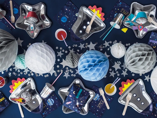 Talířky papírové "Hvězda" metalické stříbrné 23cm, 6ks