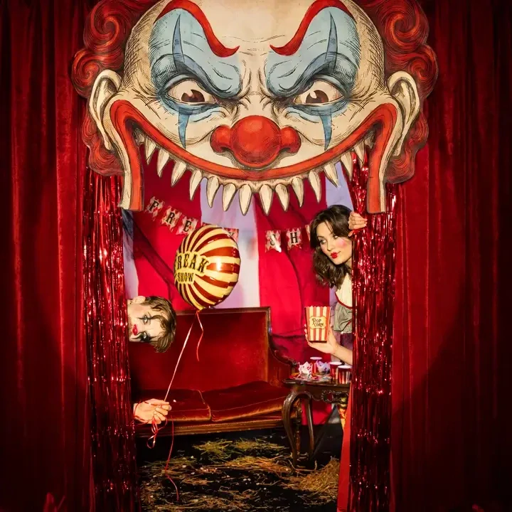 Dekorace na dveře Halloween Freak Show Klaun 89 × 145 cm