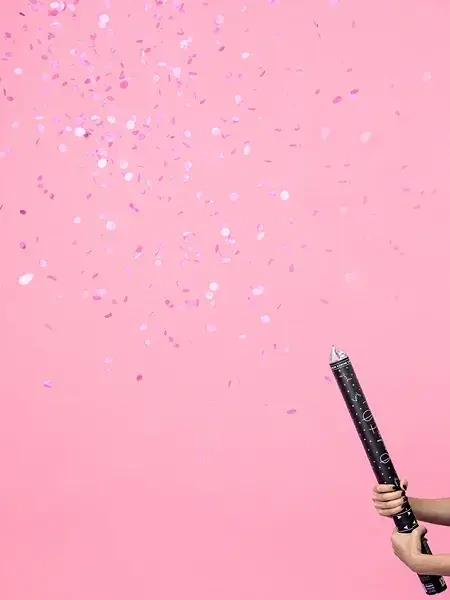 Vystřelovací konfety růžové - Kluk nebo holka 60 cm
