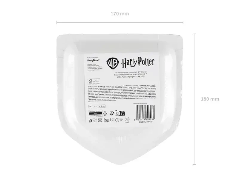 Papírové talířky Harry Potter Bílý Erb Bradavic 26 × 18 cm - 6 ks