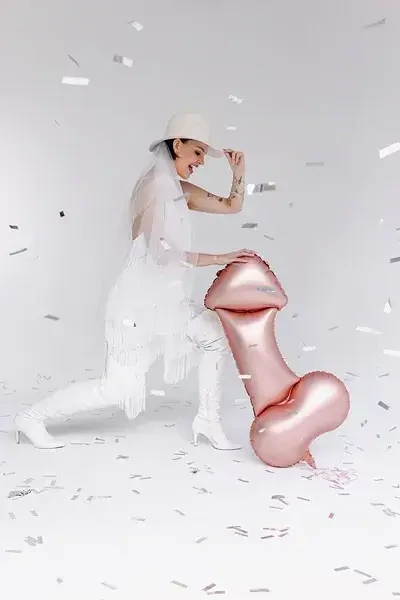 Fóliový balónek rosegold penis 46 x 88 cm
