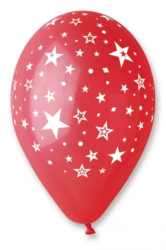 Latexový balonek s potiskem bílé hvězdy