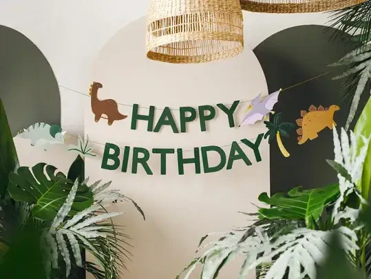 Narozeninový nápis Happy Birthday - Dinosauři