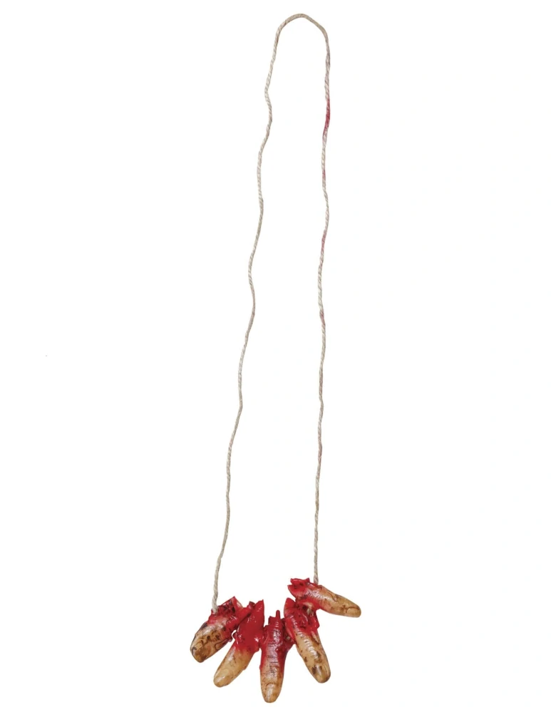 Halloweenský náhrdelník s krvavými prsty