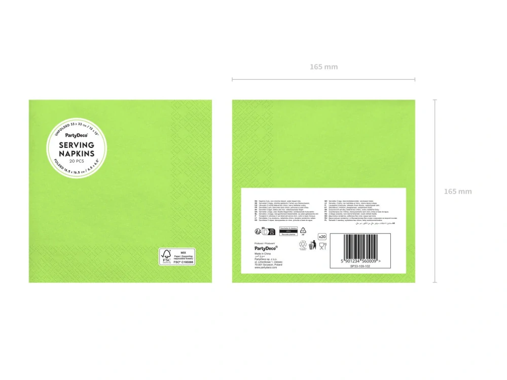 Papírové ubrousky světle zelené 20 ks