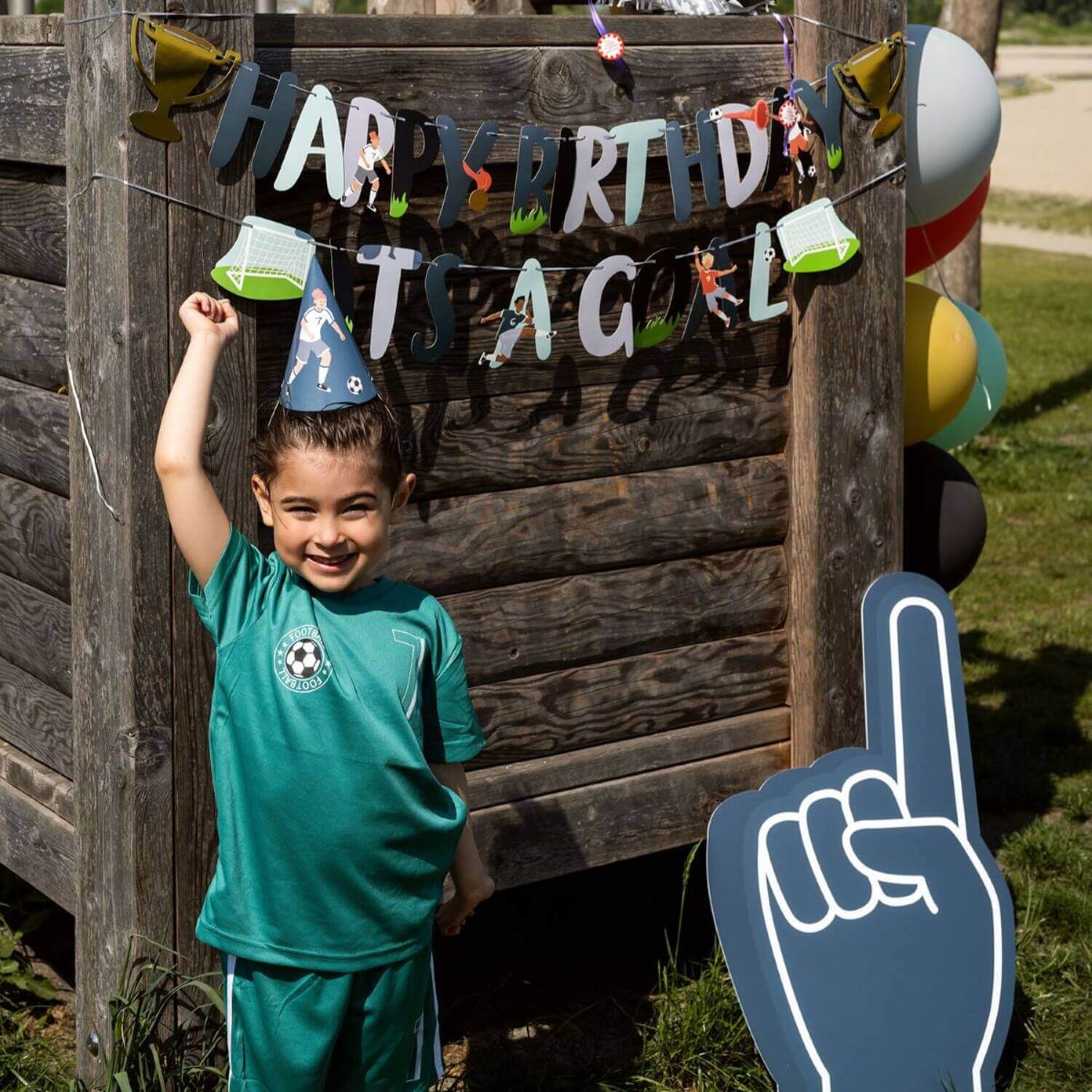 Závěsný baner Fotbalová párty „Happy Birthday It's a Goal“ 1,5 m