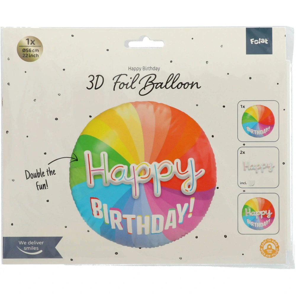 Fóliový balónek barevný Happy Birthday 56 cm