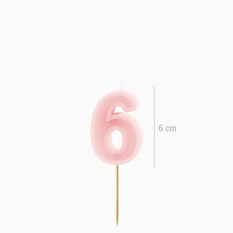 Dortová svíčka pastelově růžová číslo 6