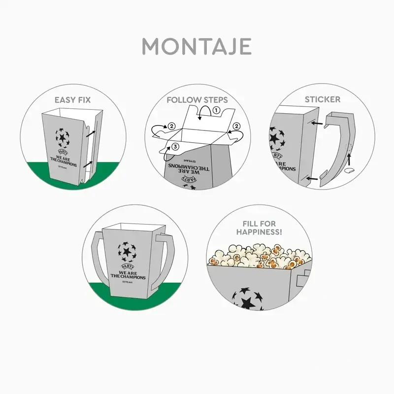 Krabičky na popcorn Fotbal We Are The Champions 6 ks