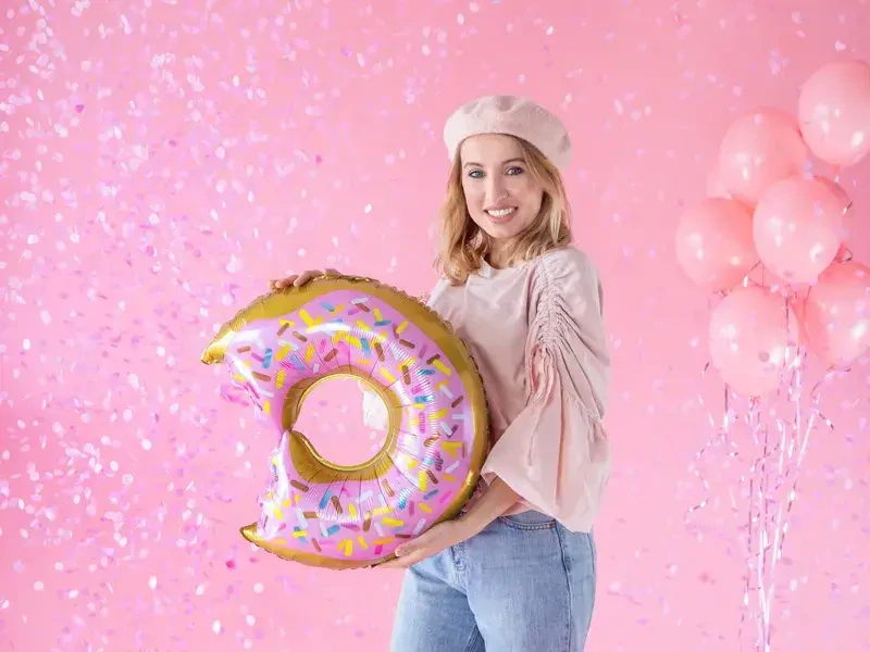 Vystřelovací konfety růžové - Kluk nebo holka 60 cm