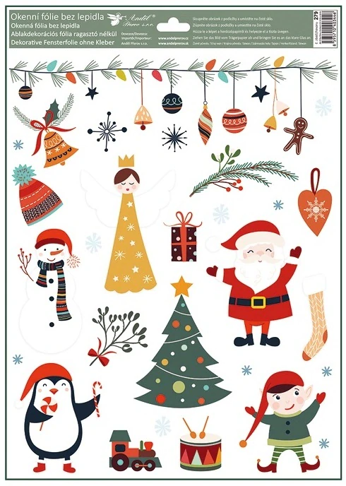 Dekorace na okno vánoční motivy 30 x 42 cm