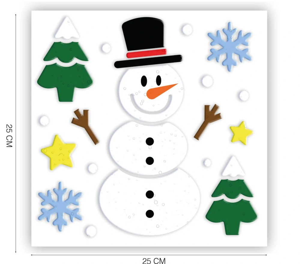 Vánoční gelové dekorace na okno - Sněhulák