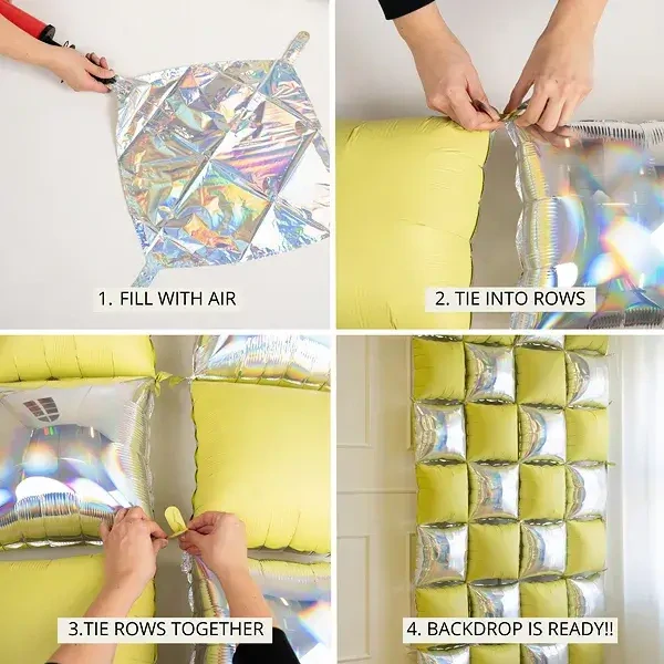 Nafukovací pozadí do fotokoutku čtverec červená-rosegold 35 x 35 cm - 4 ks