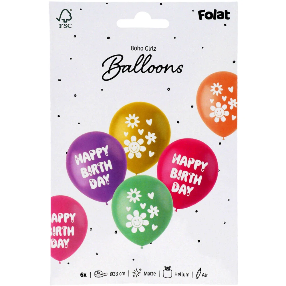 Latexové balónky boho Happy Birthday  6 ks