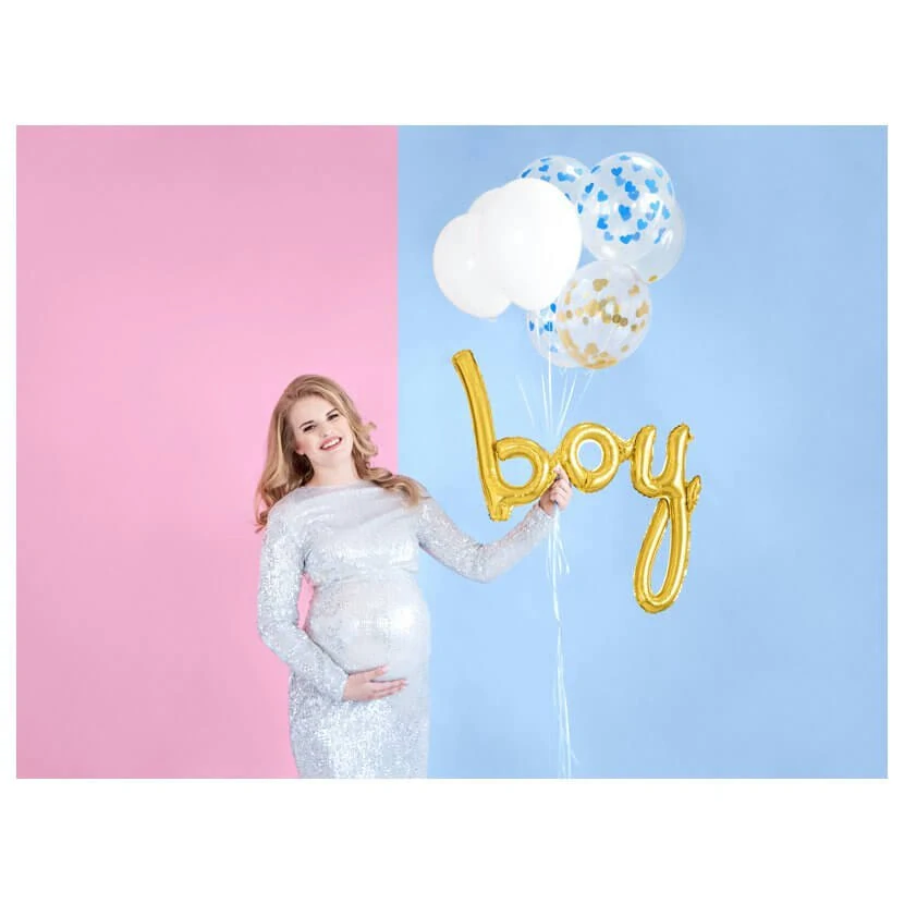 Latexové balonky průhledné s modrými srdíčky 30cm - 6 ks