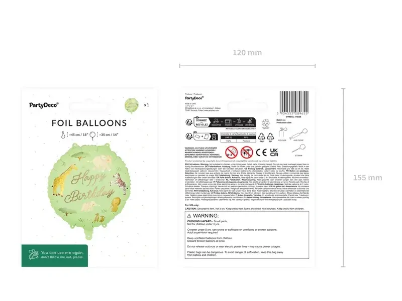 Fóliový balonek Happy Birthday Safari 45 cm