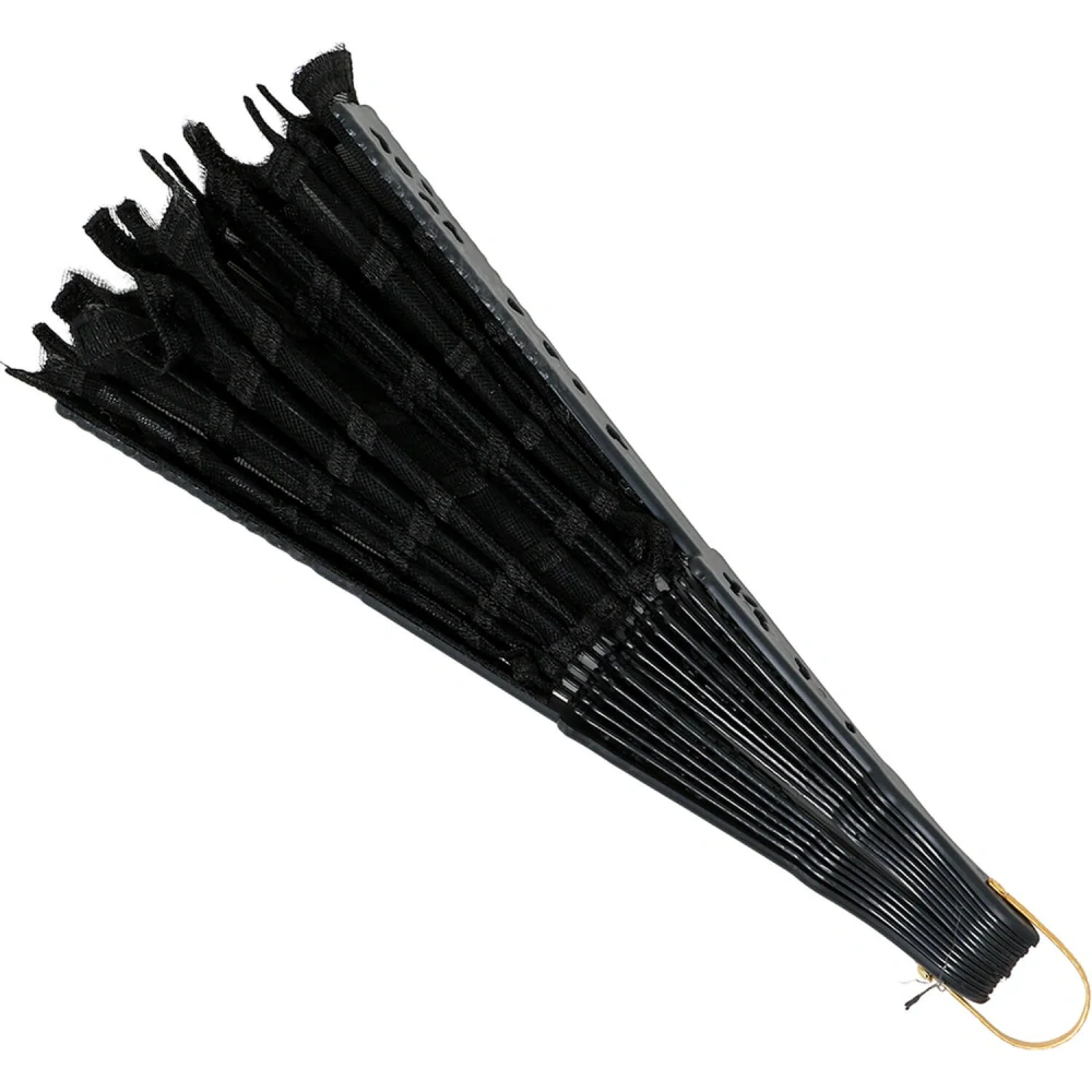 Gotický vějíř černá pavučina 24 cm