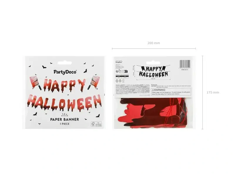 Papírová girlanda Happy Halloween se sekáčky 2 ks