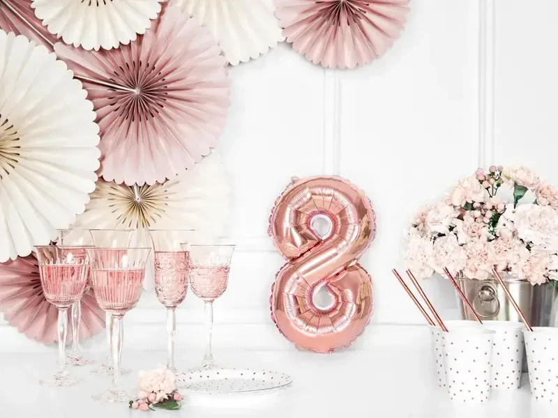 Foliová číslice - rose gold 8 - 35 cm