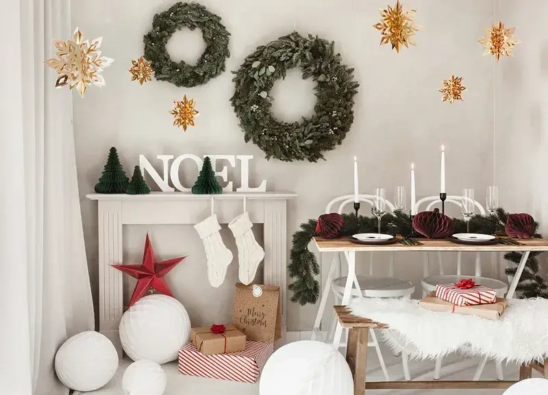 Závěsná dekorace zlatá vločka 15-25 cm - 6 ks