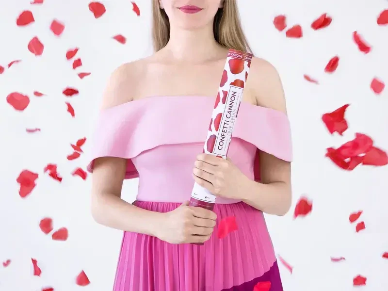 Vystřelovací konfety tmavě červené lístky růží 40 cm