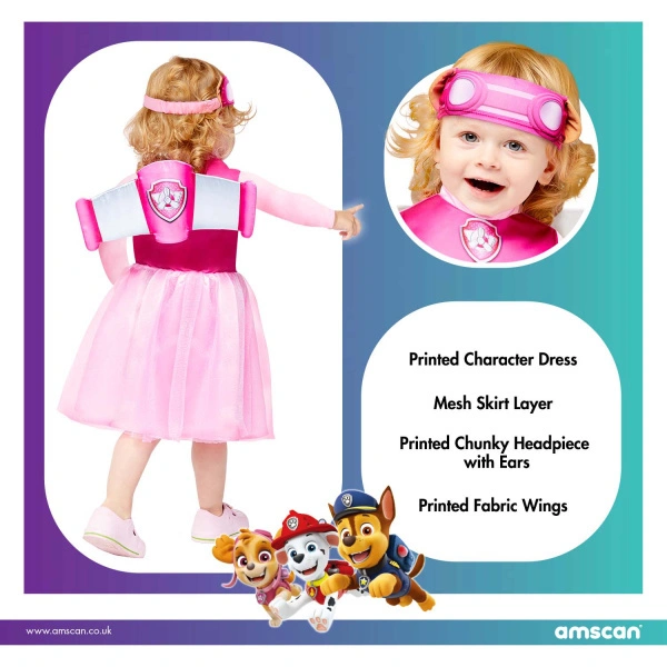 Dětský kostým s čelenkou Tlapková Patrola - Skye