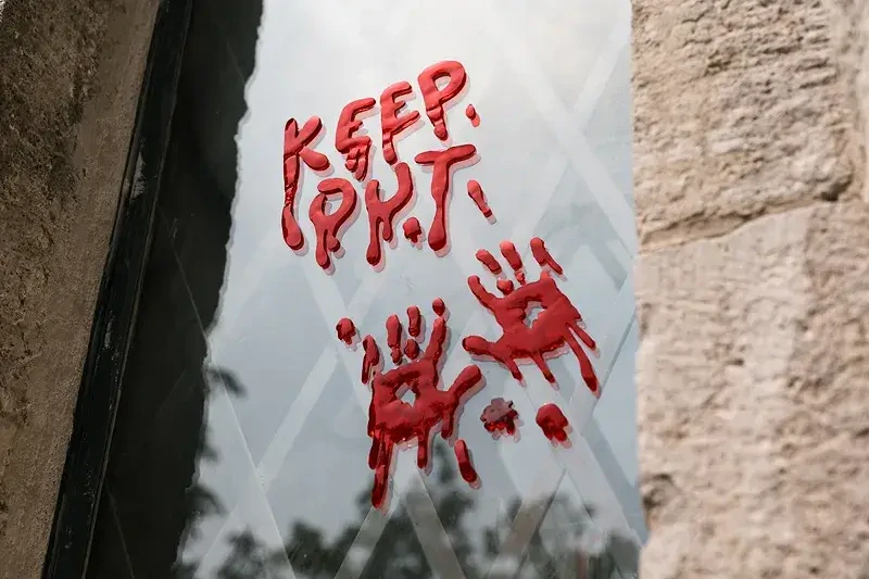 Gelové nálepky na okno Keep Out Halloween