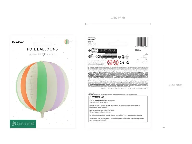 Fóliový balonek pastelový plážový míč 50 cm