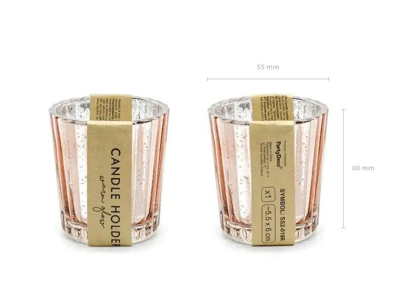 Skleněný svícen rosegold