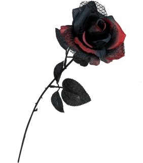 Umělá květina červeno-černá růže 40 cm