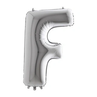 Foliové písmeno F stříbrné 102 cm