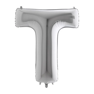 Foliové písmeno T stříbrné 102 cm