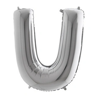 Foliové písmeno U stříbrné 102 cm