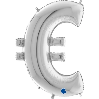 Foliový symbol Euro € stříbrný 102 cm