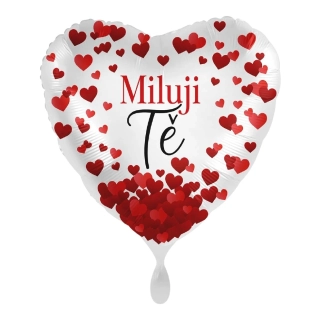Fóliový balónek srdce - Miluji tě srdíčka CZ 43 cm