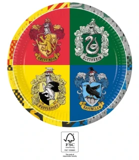 Papírové talíře Harry Potter - Bradavické koleje 23cm 8ks