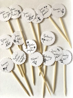 Handmade originální napichovátka černo-bílé 20ks