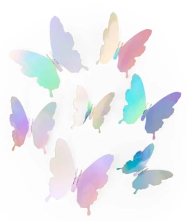 Dekorace na zeď - samolepící holografičtí motýli 12 ks