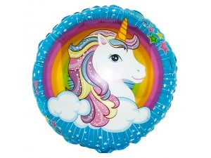 Fóliový balónek Kruh - Roztomilý jednorožec 46cm