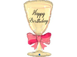 Fóliový balónek Sklenice s mašlí HB 91cm