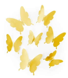 Dekorace na zeď - samolepící zlatí motýli 12 ks
