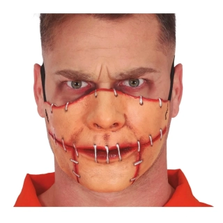 Halloweenská polomaska Sešitá ústa
